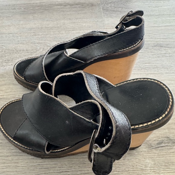 Chloe vintage wood and rubber sold wedge black leather size 8 - Picture 5 of 6